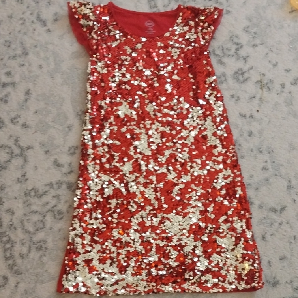 Wonder Nation Red and Silver Sequin Dress
